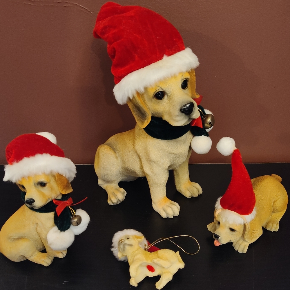 Set of 4 Golden Lab Christmas Decorations